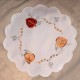 BEAUTIFUL 13 1/2 " ROUND CREAMY CLOTH WITH LEAF MOTIF
