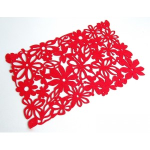 Red Felt Placemat With Flower Design