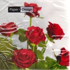 Luncheon Paper Napkin Bouquet Of Red Roses 