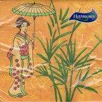 Luncheon Napkin Woman With Umbrella - Oriental